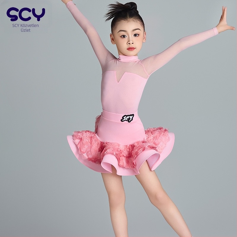 Gyerekek latin táncruha előadásra, egyszínű modell, spandex anyag 70%, bélés spandex 70%, lányoknak