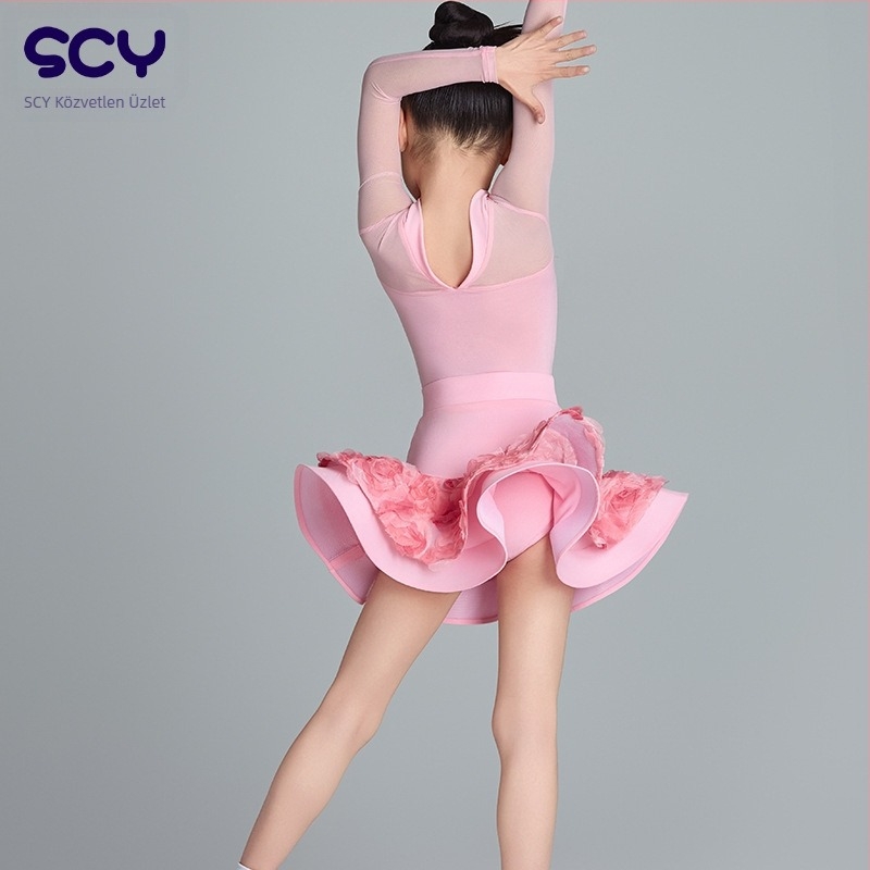 Gyerekek latin táncruha előadásra, egyszínű modell, spandex anyag 70%, bélés spandex 70%, lányoknak