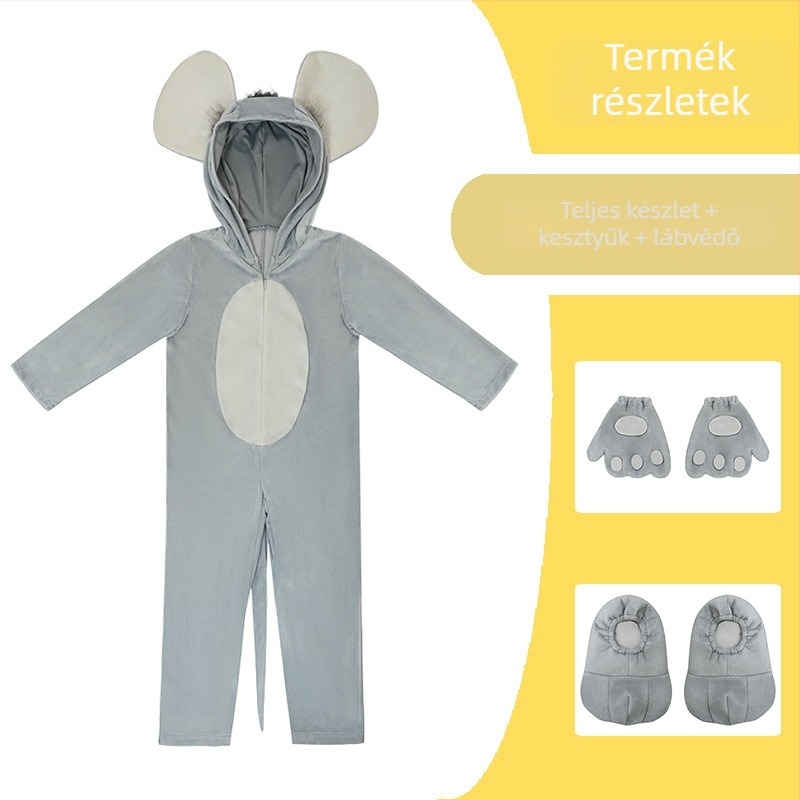 Gyerek egér karakter cosplay ruhacsomag - színpadi előadásokhoz, 100% poliészter, uniszex, 3–8 éveseknek, latin táncra alkalmas
