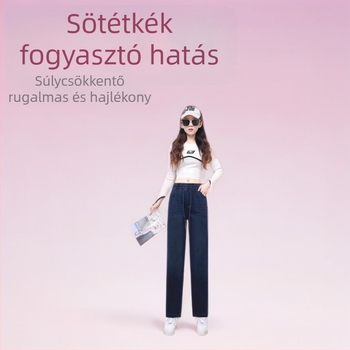 Női farmerok, magas derekú denim Tencellel, rugalmas derék, vast anyagú, mindennapi viselet, 2025 ősz