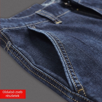 Férfi denim rövidnadrág több zsebbel (egyenes szabású, mosott, középmagas derék, középtávú hossz, pamut)