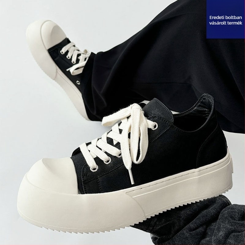 Férfi vászon sneakers kerek orrú, PU felsőrész, fűzős zárás, injekciós öntött talp