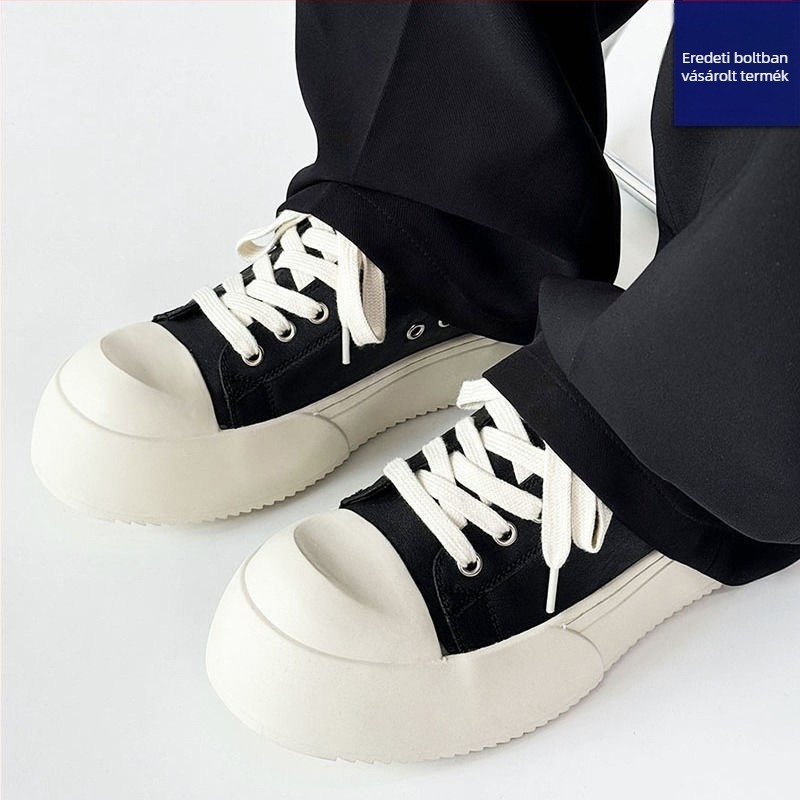 Férfi vászon sneakers kerek orrú, PU felsőrész, fűzős zárás, injekciós öntött talp