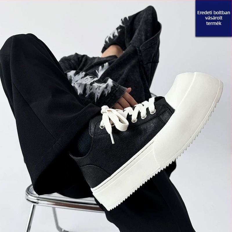 Férfi vászon sneakers kerek orrú, PU felsőrész, fűzős zárás, injekciós öntött talp