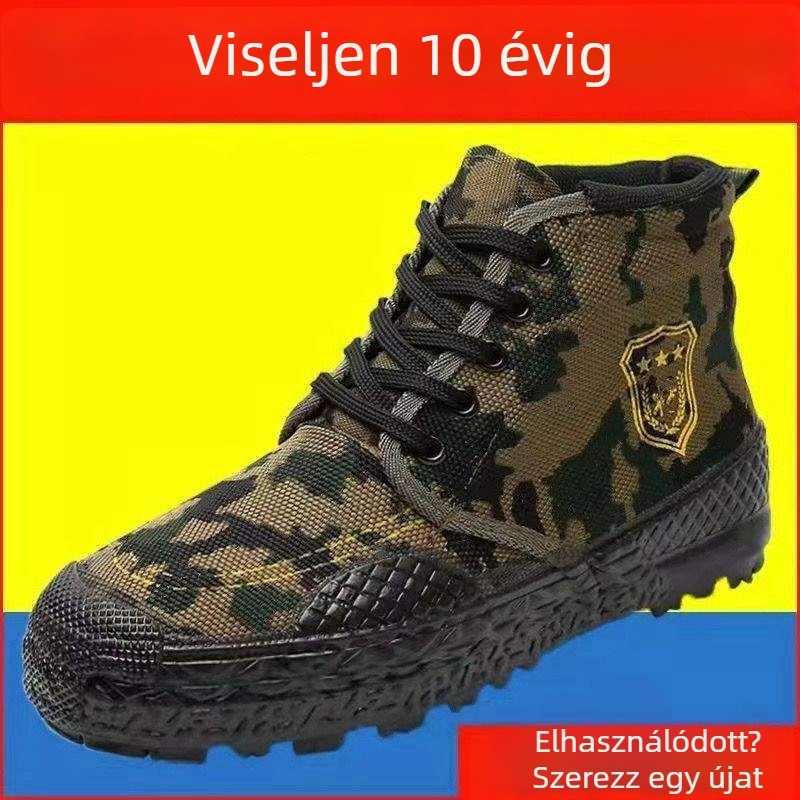 Magas szárú munkacipő vászon felsőrésszel, légáteresztő, csúszásmentes, kopásálló