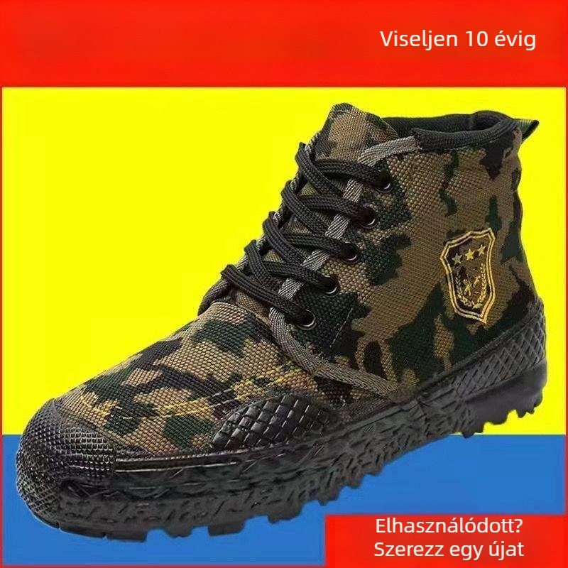 Magas szárú munkacipő vászon felsőrésszel, légáteresztő, csúszásmentes, kopásálló