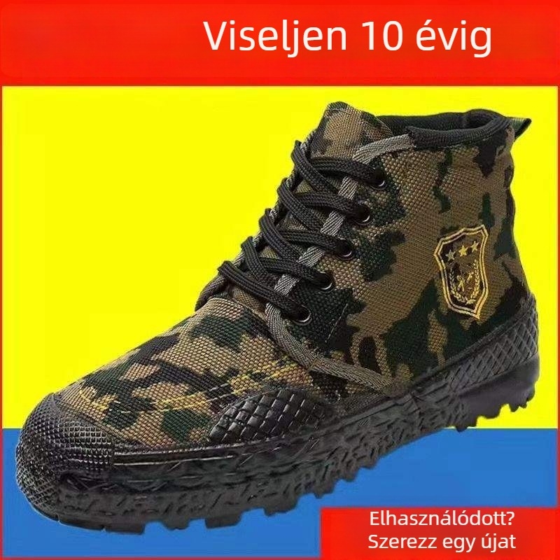 Magas szárú munkacipő vászon felsőrésszel, légáteresztő, csúszásmentes, kopásálló