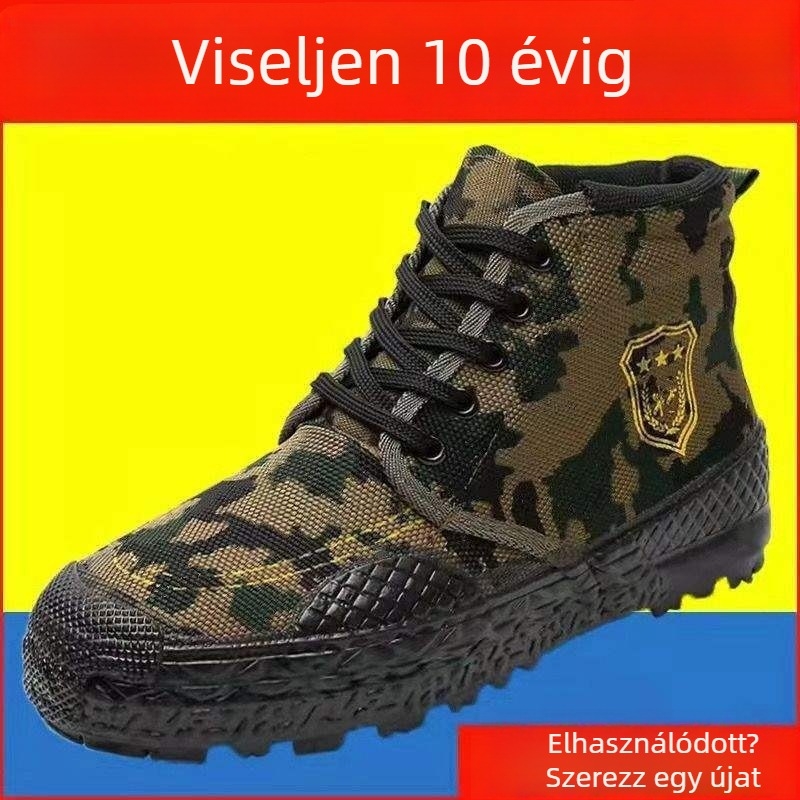 Magas szárú munkacipő vászon felsőrésszel, légáteresztő, csúszásmentes, kopásálló