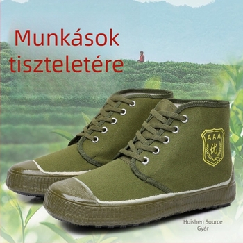 Kültéri vászon magas szárú cipő – légáteresztő, kopásálló, csúszásmentes talp, fűző
