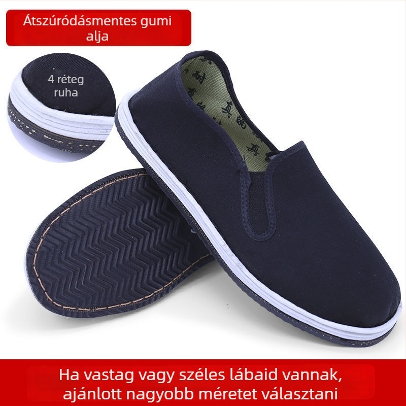 Old Beijing vászoncipő, slip-on munkacipő, alacsony profil, gumitalp, lélegző és kopásálló.