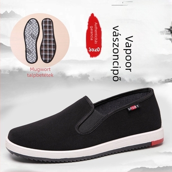 Férfi vászon slip‑on cipő elasztikus pánttal, alacsony felső rész, textil talpbetét, műanyag talp, Pekingi régi stílus