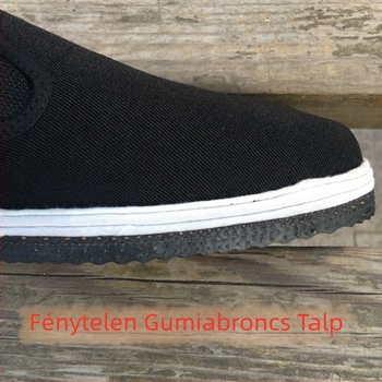 Férfi lapos munkacipő pamut felsőrésszel és gumitalppal – légáteresztő, kopásálló, kerek orr, alacsony sarok 1–3 cm, tavasz