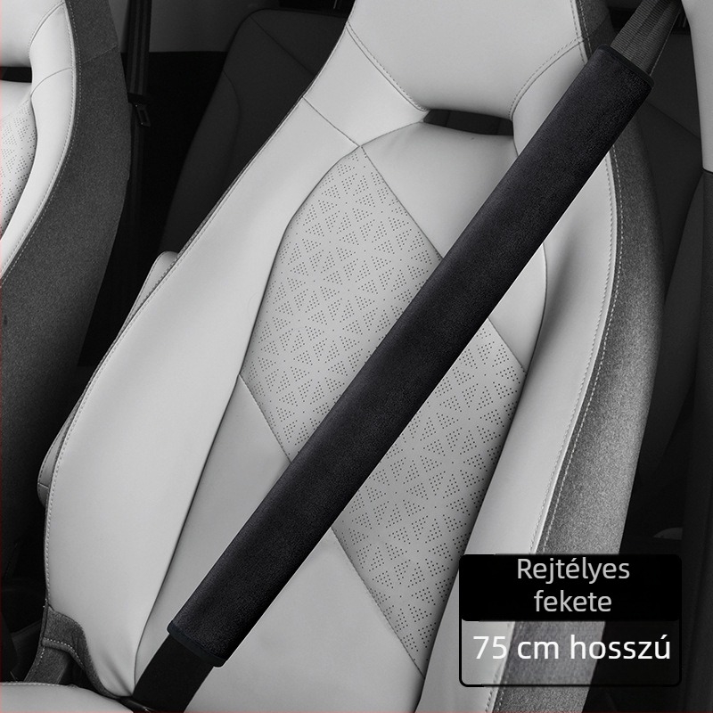 Gépjármű biztonsági öv vállvédő, szarvasbőr (szuede), dekoratív kiegészítő, logó nélkül