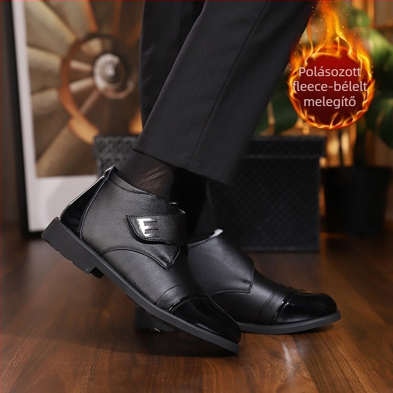 PU felső részű bőrbakancs, téli meleg bélés, Velcro zárás, injekcióval formált talp