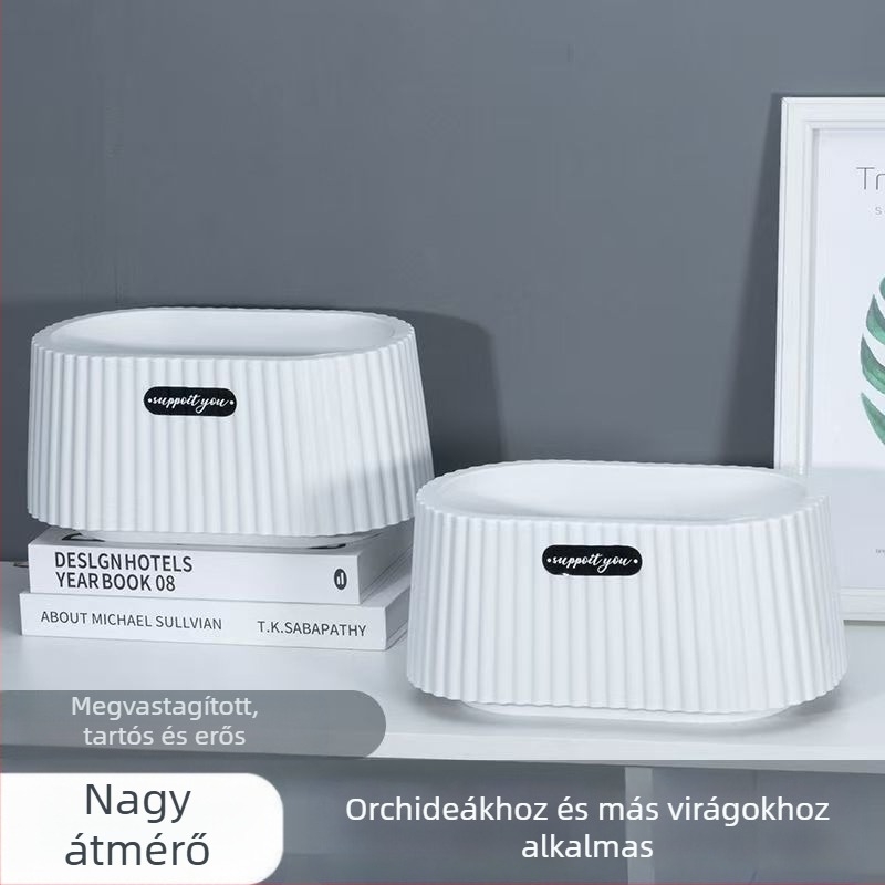Minimalista utánzat kerámia virágtartó Phalaenopsis orchideákhoz – nappali dekoráció