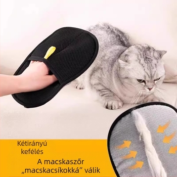 Elektrosztatikus szőrtelenítő kesztyű háziállatok számára, kétoldalas kefével