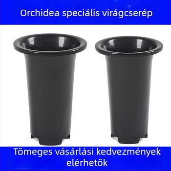 Oldalsó lyuk nélküli műanyag orchideatál, megemelt, vastag falú, lélegző; falra, asztalra vagy padlóra helyezhető.