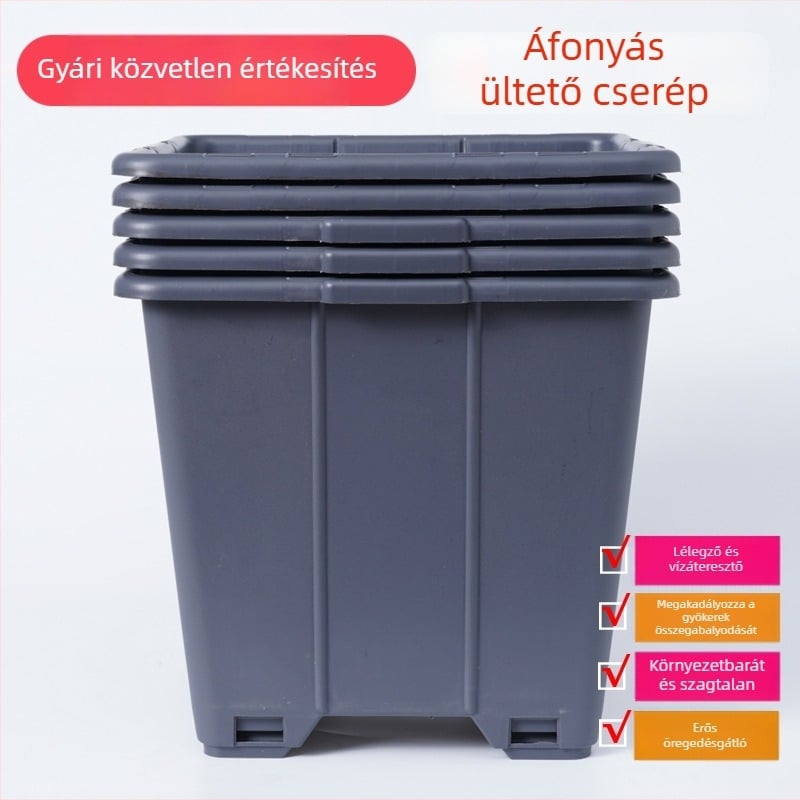 Áfonya ültetéséhez való műanyag virágtál, 30 L / 7 gallon, nagy négyszögletes, légáteresztő, gyökérkontroll
