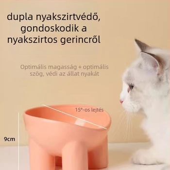 Macska tál nyaki védelemmel, magas lábú, ferde perem, anti-felborulás, műanyag