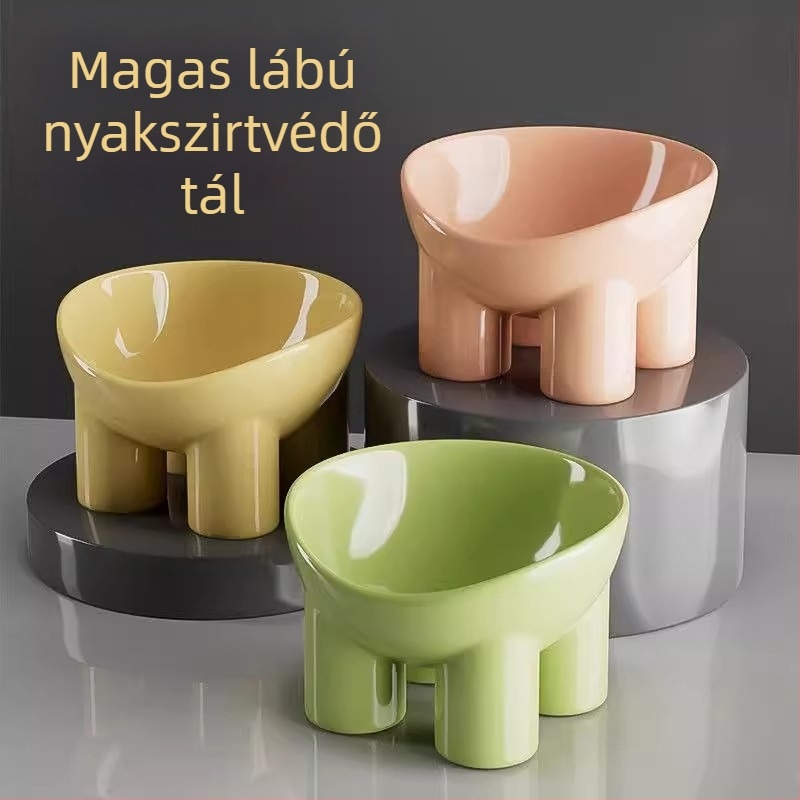 Macska tál nyaki védelemmel, magas lábú, ferde perem, anti-felborulás, műanyag