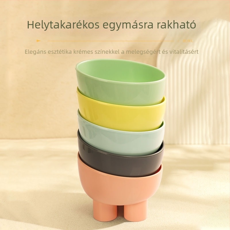 Macska ételtál nyakvédővel, elefántlábak formájú állvány, nagy nyílás, csúszásmentes, macaron színű