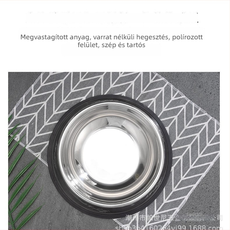 Nemes acél macska etető tál – Food art márka; Anyag: rozsdamentes acél; Eredet: Chaozhou; Alkalmas: macskák; Kategória: háziállatok etetési eszközei