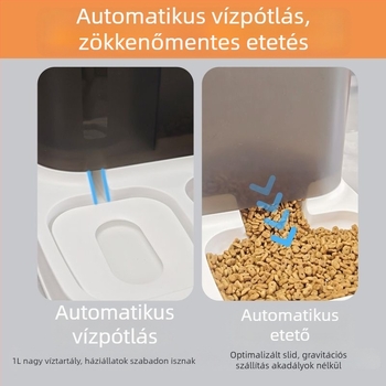 Macska automata etető- és itató berendezés nagy kapacitással, folyamatos vízáramlás, száraz száj dizájn, PP anyag, Sheng Lun Pet