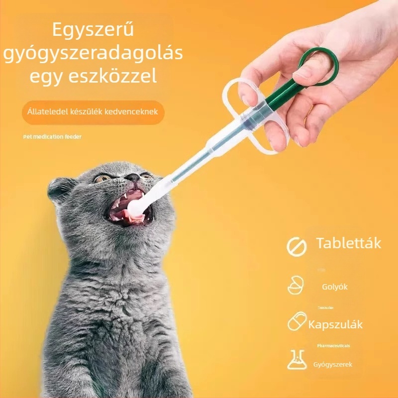 Macska gyógyszeradagoló — száraz és nedves kettős használat, toló fecskendő, PP anyag, 300 darabos csomag