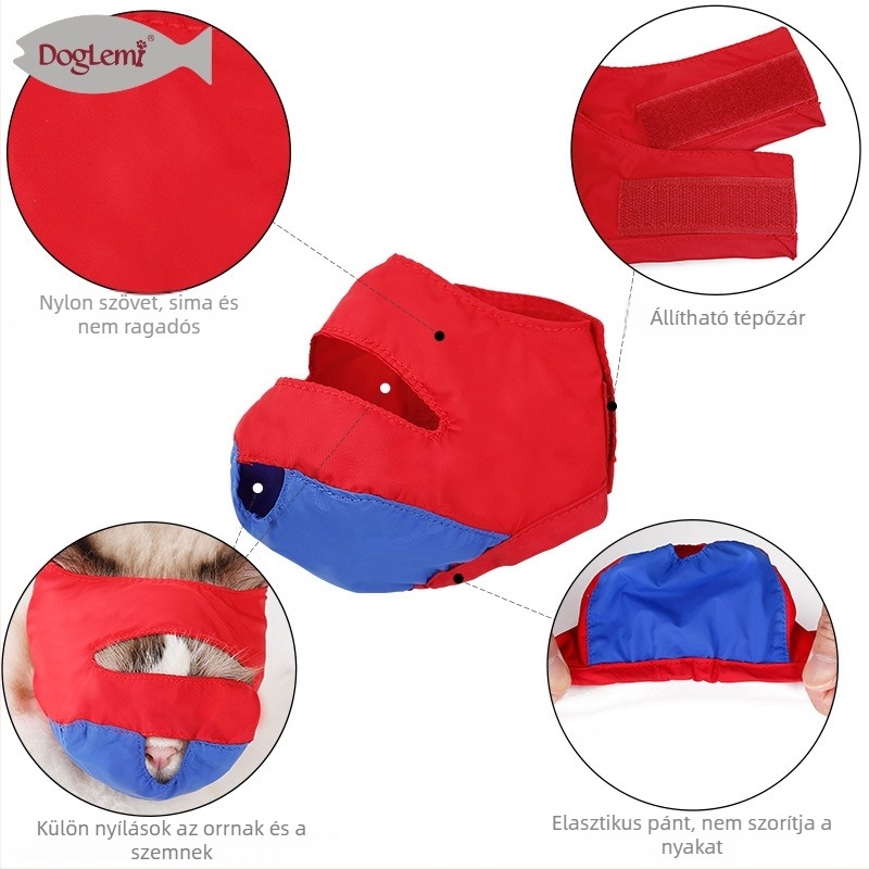 DogLemi nylon macska harapás elleni maszk gondozáshoz és fültisztításhoz
