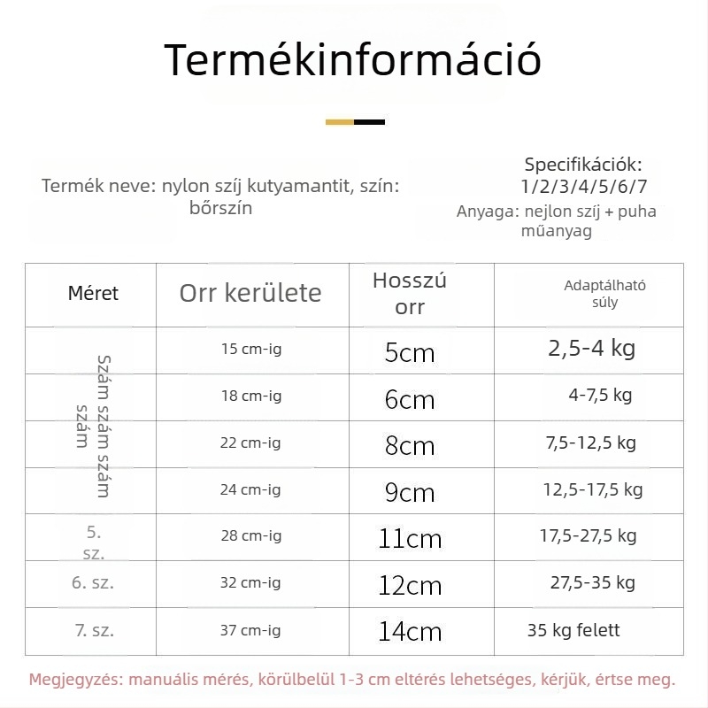 Kutyaszájkosár harapás és ugatás megelőzésére; alkalmas kicsi és nagytestű kutyáknak; anti-bark eszköz és kiegészítő