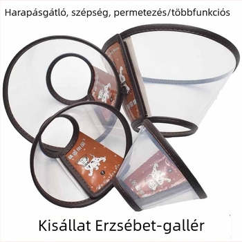Mesterséges bőr Elizabeth-kollár és fejvédő macskáknak és kutyáknak