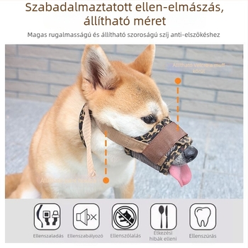 Leopárdmintás kutyaszájkosár – harapás elleni, ugatás elleni, evés elleni, menekülés megelőzése
