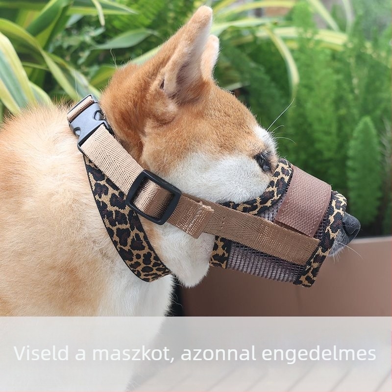 Leopárdmintás kutyaszájkosár – harapás elleni, ugatás elleni, evés elleni, menekülés megelőzése