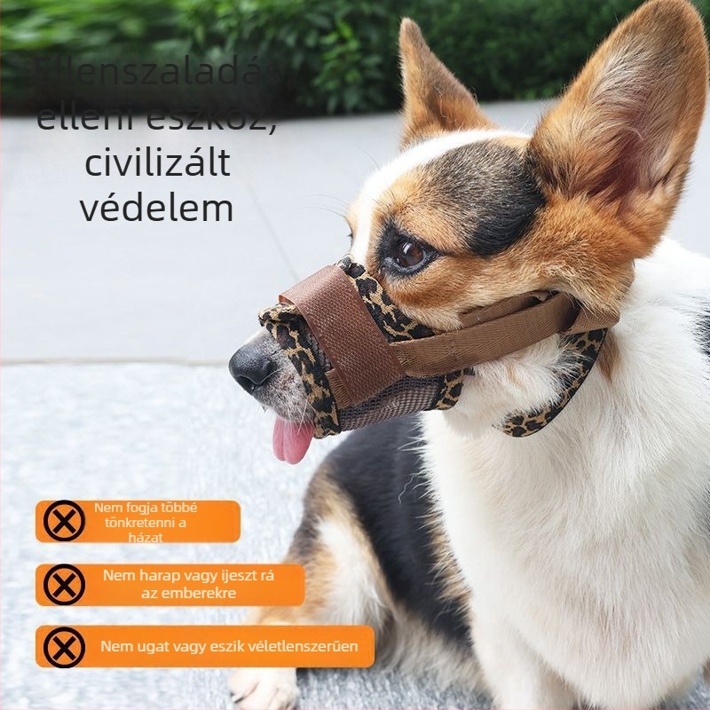 Leopárdmintás kutyaszájkosár – harapás elleni, ugatás elleni, evés elleni, menekülés megelőzése