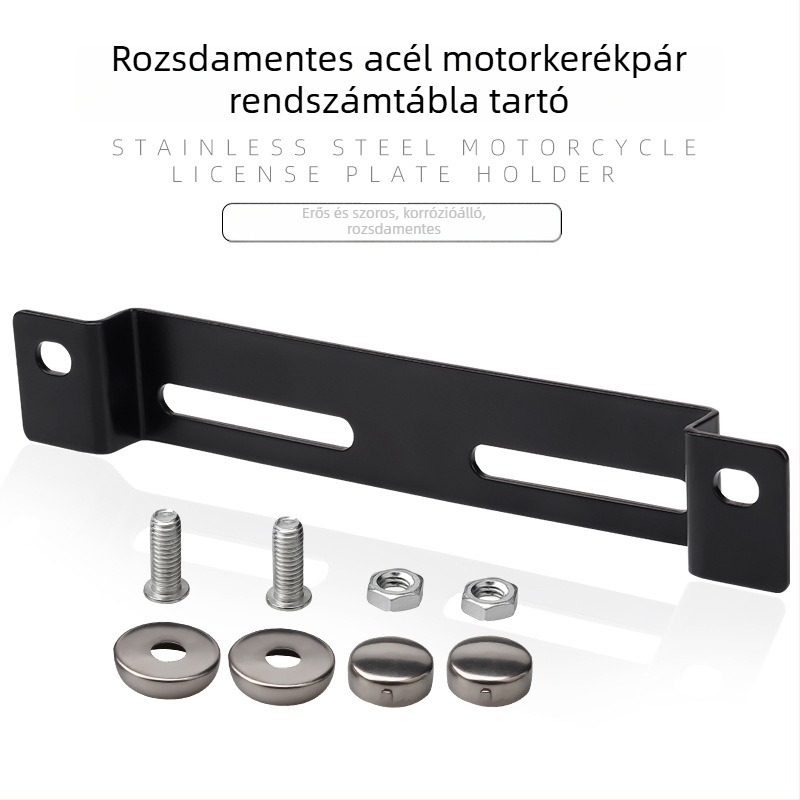 Motorkerékpár rendszámkeret, rozsdamentes acélból, GSH márka, általános motorkerékpár modellekhez