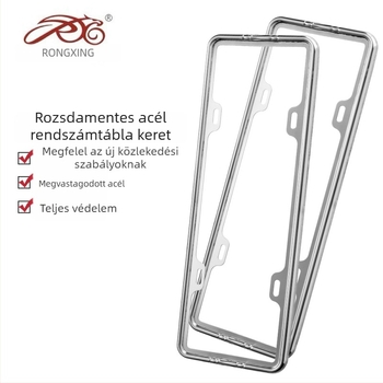 Rozsdamentes acélból készült sík rendszámkeret autókhoz, Modell X047, általános kompatibilitás, Rx-car decoration