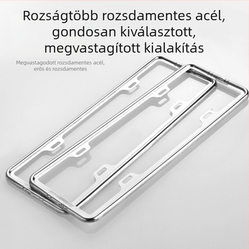 Rozsdamentes acélból készült sík rendszámkeret autókhoz, Modell X047, általános kompatibilitás, Rx-car decoration