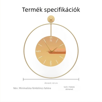 Fali óra kör alakú fémből készült tokkal, elemmel működik, sima másodperces mozgás, egyoldalas, vízálló.