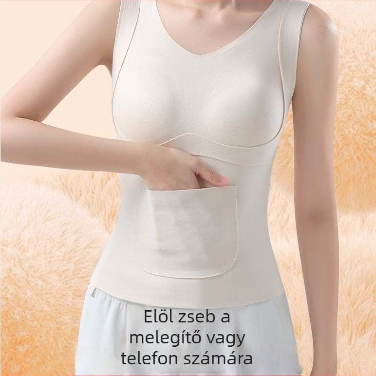 Lányoknak szóló termo mellény, mellpárnákkal, fleece béléssel, dupla réteg, kerek nyakú