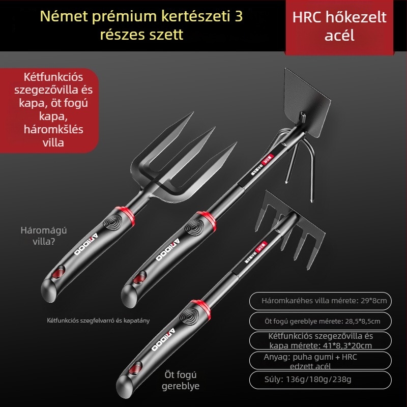 Airuidun Kertészeti Lapátkészlet – három darabos készlet virágültetéshez, talajásáshoz, zöldségültetéshez, talaj lazításához és gyomláláshoz