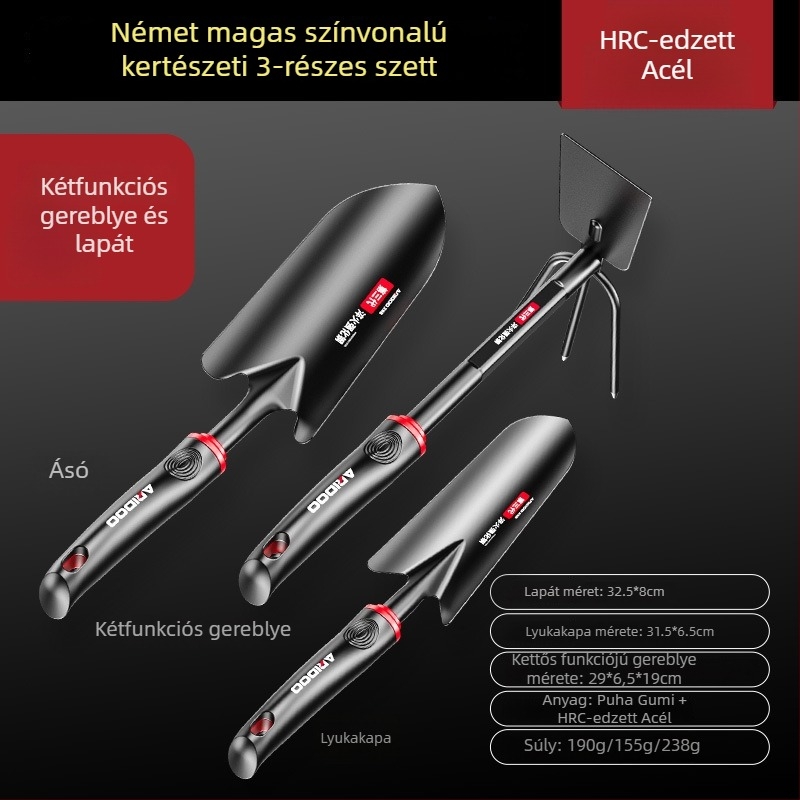 Airuidun Három darabos kerti szerszámkészlet virágok és zöldségek ültetéséhez, ásáshoz és lazításához