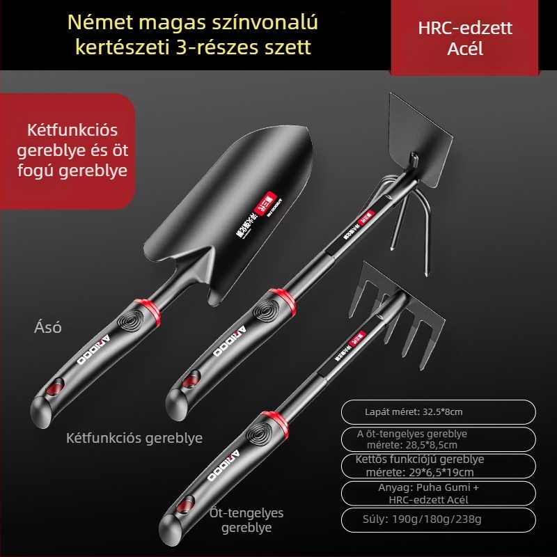 Airuidun Három darabos kerti szerszámkészlet virágok és zöldségek ültetéséhez, ásáshoz és lazításához