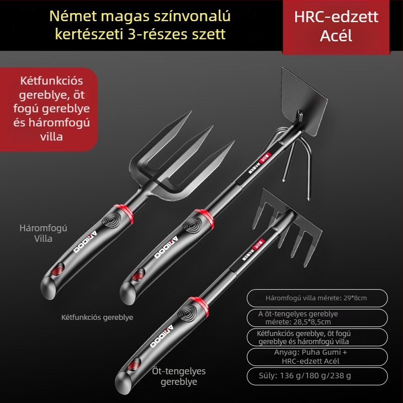 Airuidun Három darabos kerti szerszámkészlet virágok és zöldségek ültetéséhez, ásáshoz és lazításához