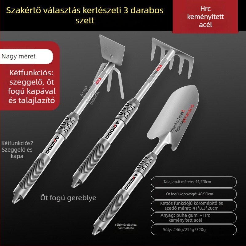 Airuidun Három darabos kerti szerszámkészlet virágok és zöldségek ültetéséhez, ásáshoz és lazításához
