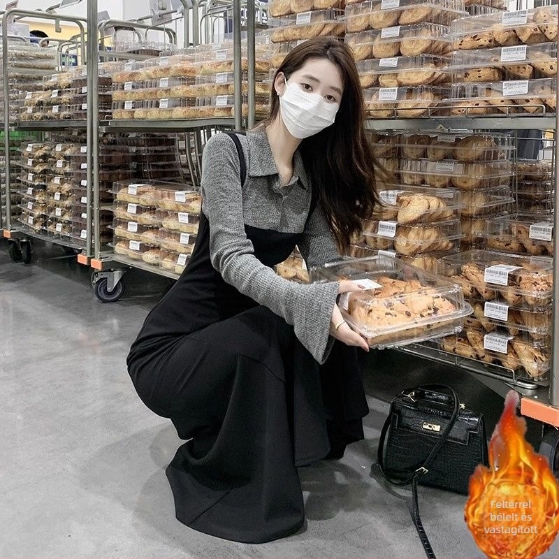 Ruhát két részes illuzórikus dizájn, kapucnival, gallér polo, hosszú ujjú, középméretű hosszúságú hálószövet