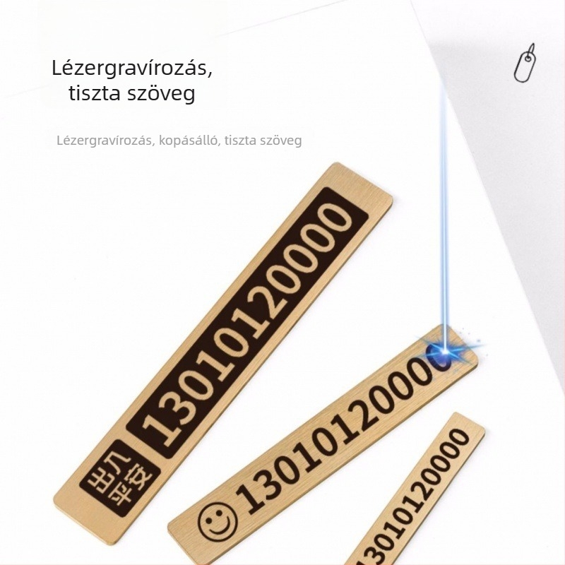 Sárgarézből készült ideiglenes parkolási rendszámtábla autóhoz, gravírozott fémdísz