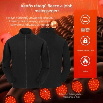 Kapucnis polárdzseki csíkos mintával, pamut külső, poliészter bélés