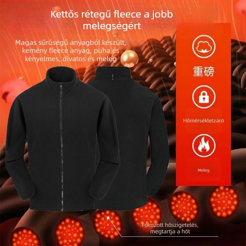 Kapucnis polárdzseki csíkos mintával, pamut külső, poliészter bélés