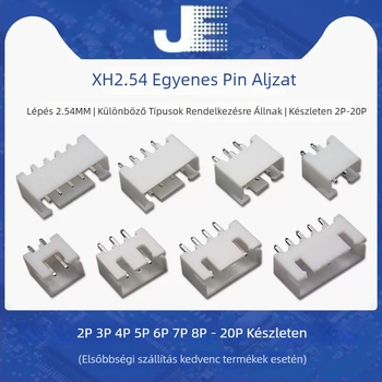 XH sorozat 2,54 mm egyenes pin-header, 2P–20P, réz érintkezők