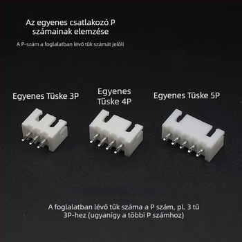 XH sorozat 2,54 mm egyenes pin-header, 2P–20P, réz érintkezők